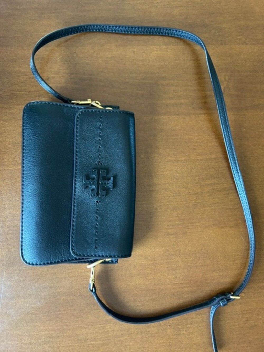 Tory Burch McGraw Wallet Crossbody - Black Leather